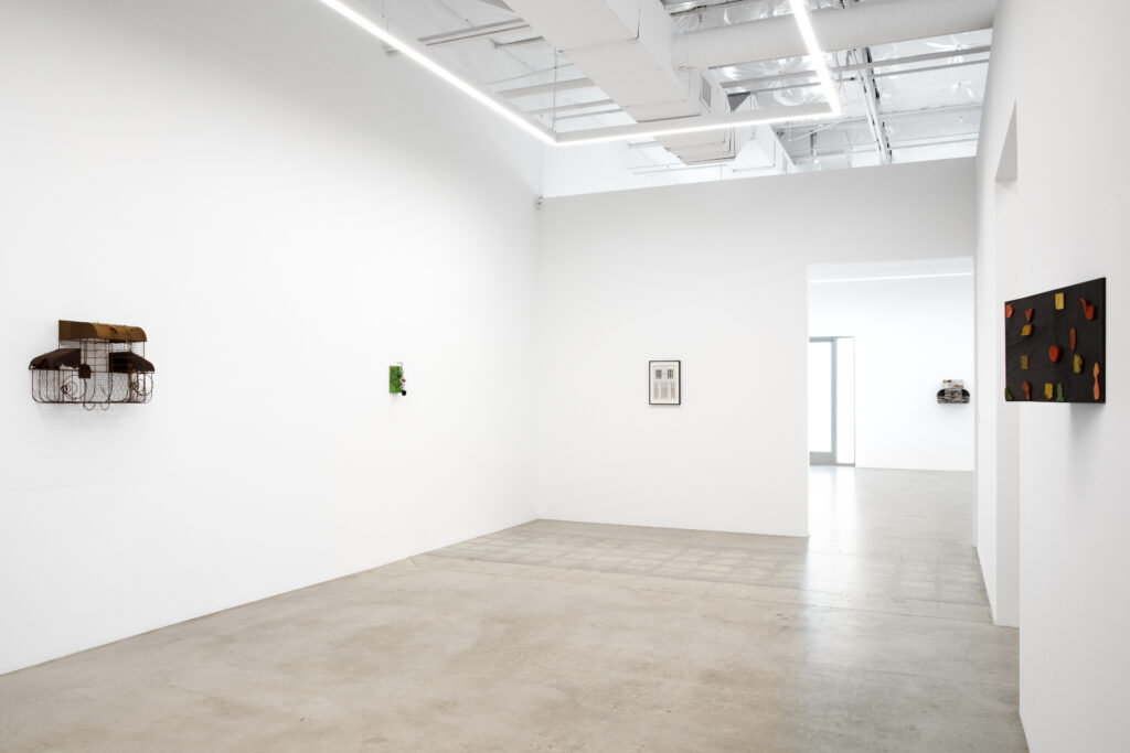 Installation view of "Building," featuring Greg Carideo, Milano Chow, and Will Rogan, at 12.26 Dallas (Photo by Diego Flores)