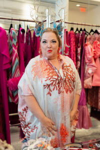 Laura Stehr Peters at the Orange Show’s Dalidada dress-up party at Tootsies. (Photo by Jane Perkins)