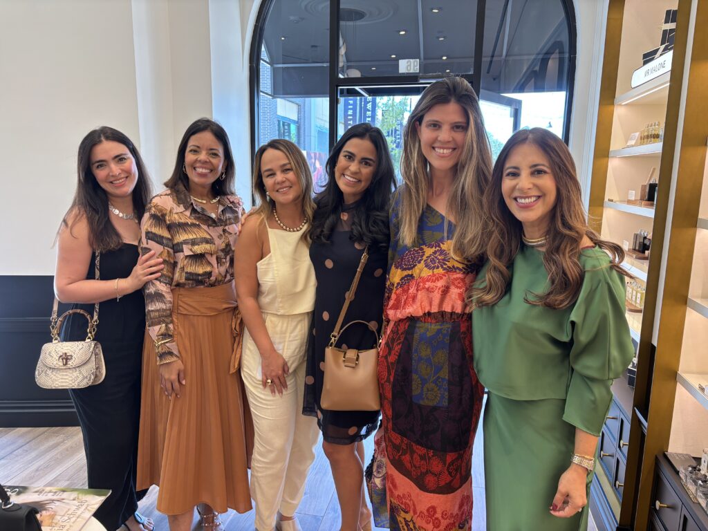 Nadia Schwab (right) poses with guests at the Jo Malone London boutique event in Market Street. (Photo by Laura Landsbaum)