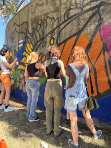 Woodlands 50th anniversary mural painting (Photo by Laura Landsbaum)