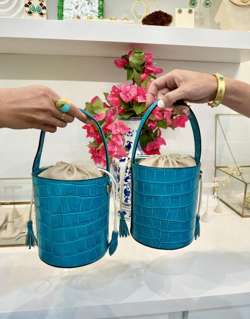 Crocodile-embossed Italian leather in the signature Christina Greene turquoise enjoys an approachable price point of $325. (Courtesy photo)