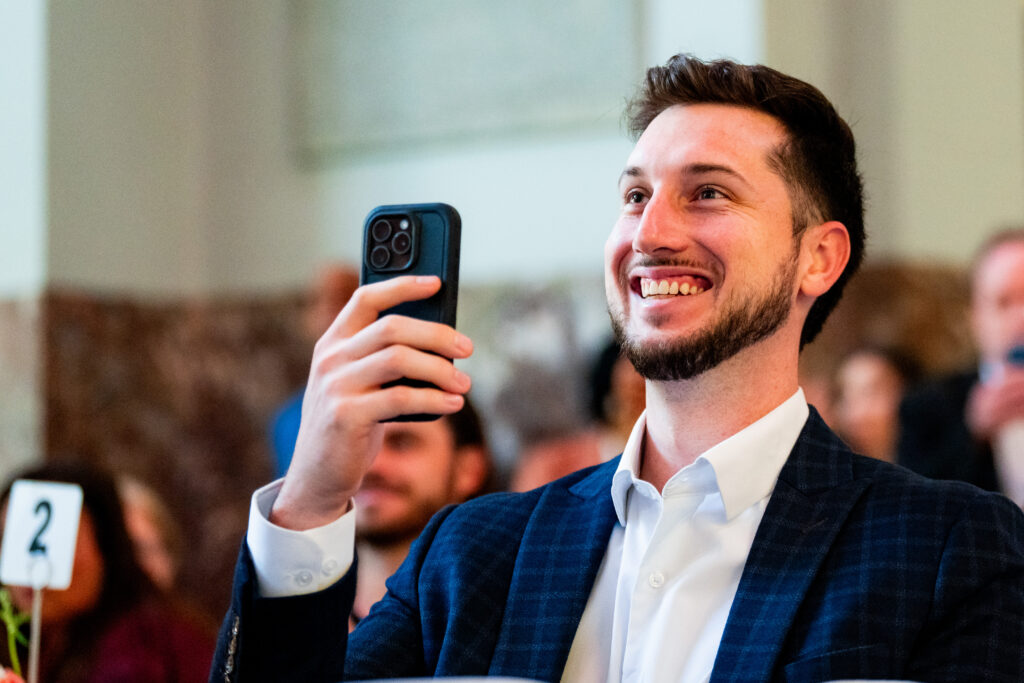 Kyle Tucker enthusiastically cheered on his wife Samantha at the Astros Foundation luncheon and fashion show. (Courtesy Houston Astros)
