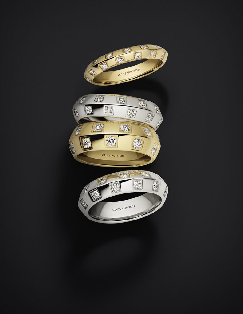 Le Damier de Louis Vuitton Rings in yellow gold  and diamonds or white gold and diamonds are part of the new Louis Vuitton fine jewelry collection.