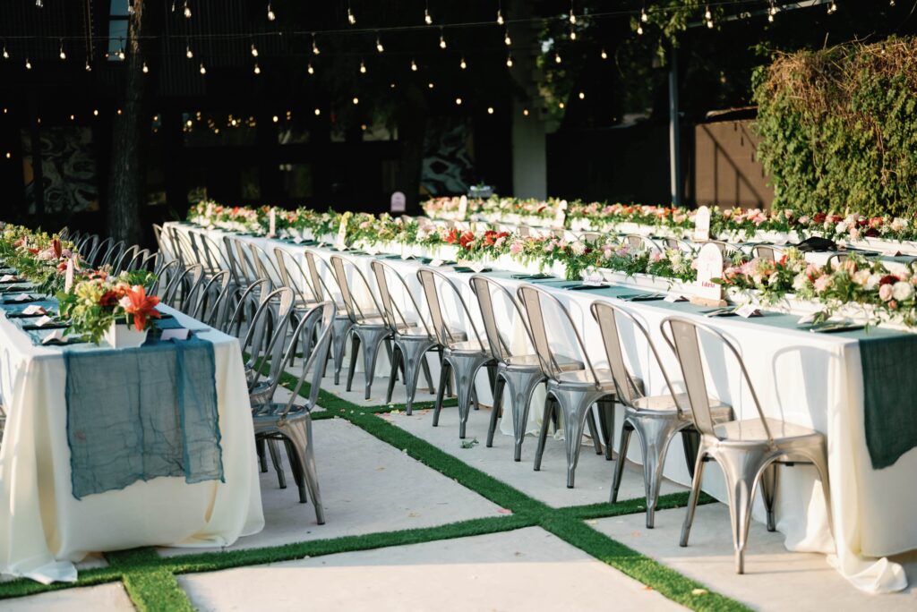 Magdalena's reception set up on the patio - El Jardin.