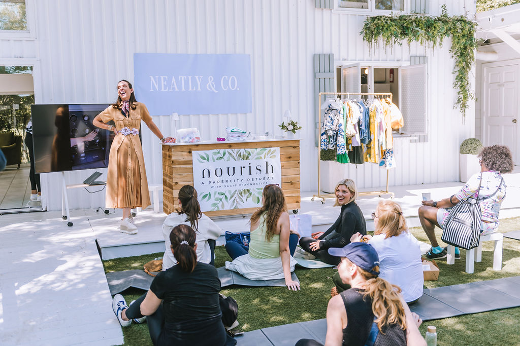 Founder of Neatly & Co. Carroll Cartwright discusses the importance of staying organized at PaperCity's Nourish retreat. (Photo by Heather Robards)