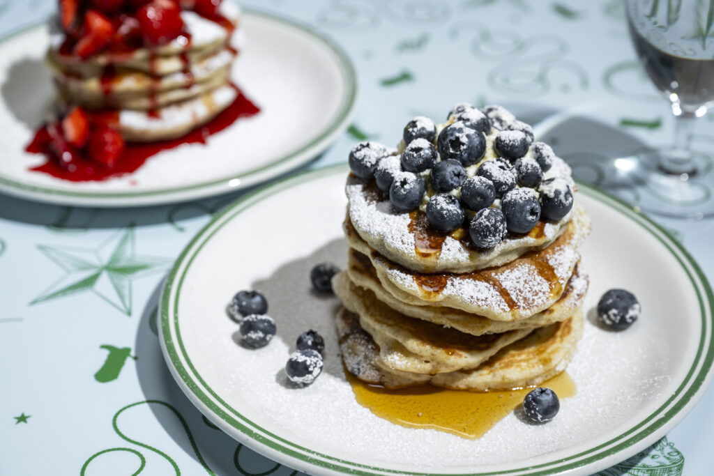 The new kids' menu at Sadelle's features "Breakfast for Dinner" in the form of flapjacks. (Photo by Evan Sung)