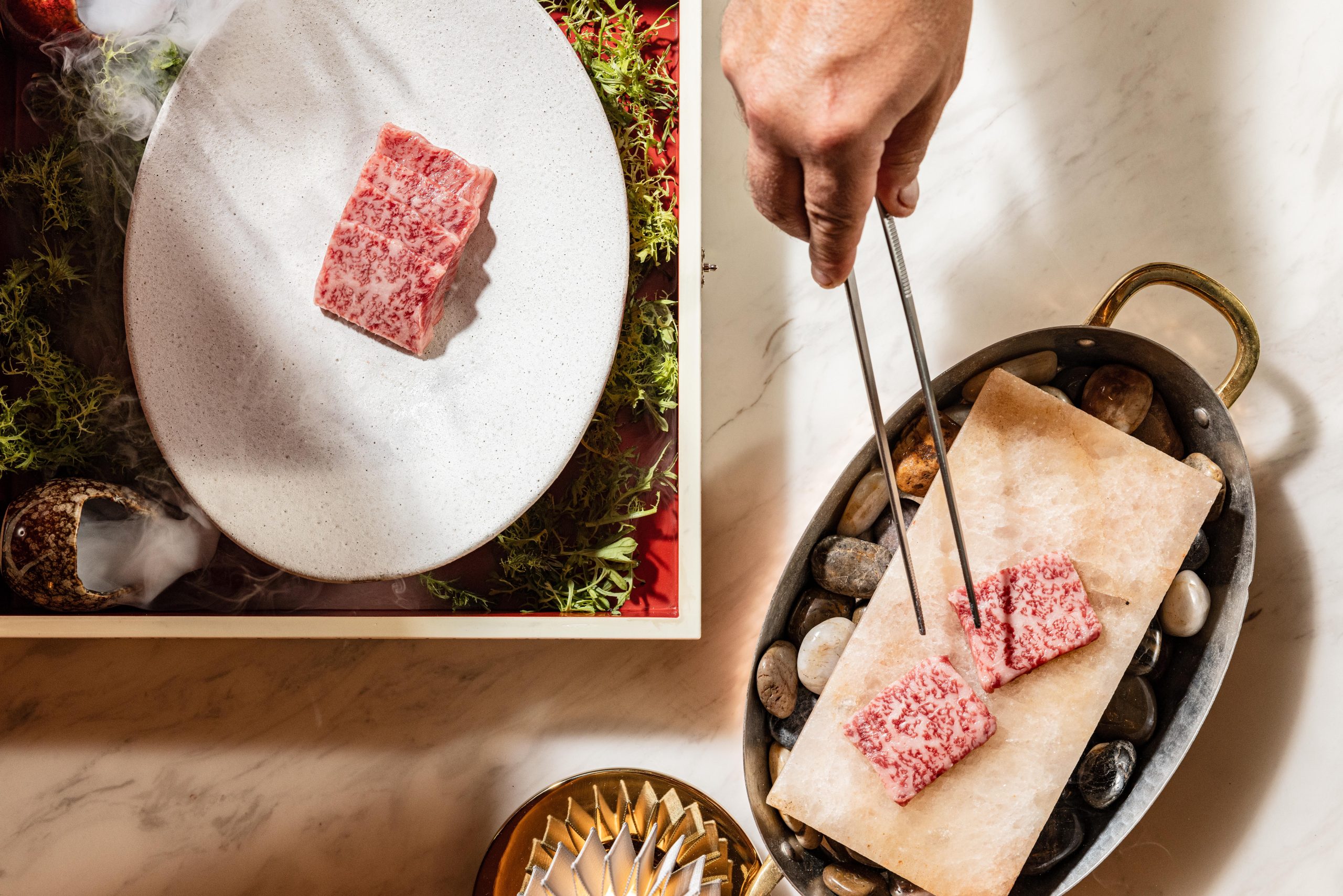 You can also opt for Nuri's wagyu cooked on a hot rock tableside. (Photo by Kayla Enright)