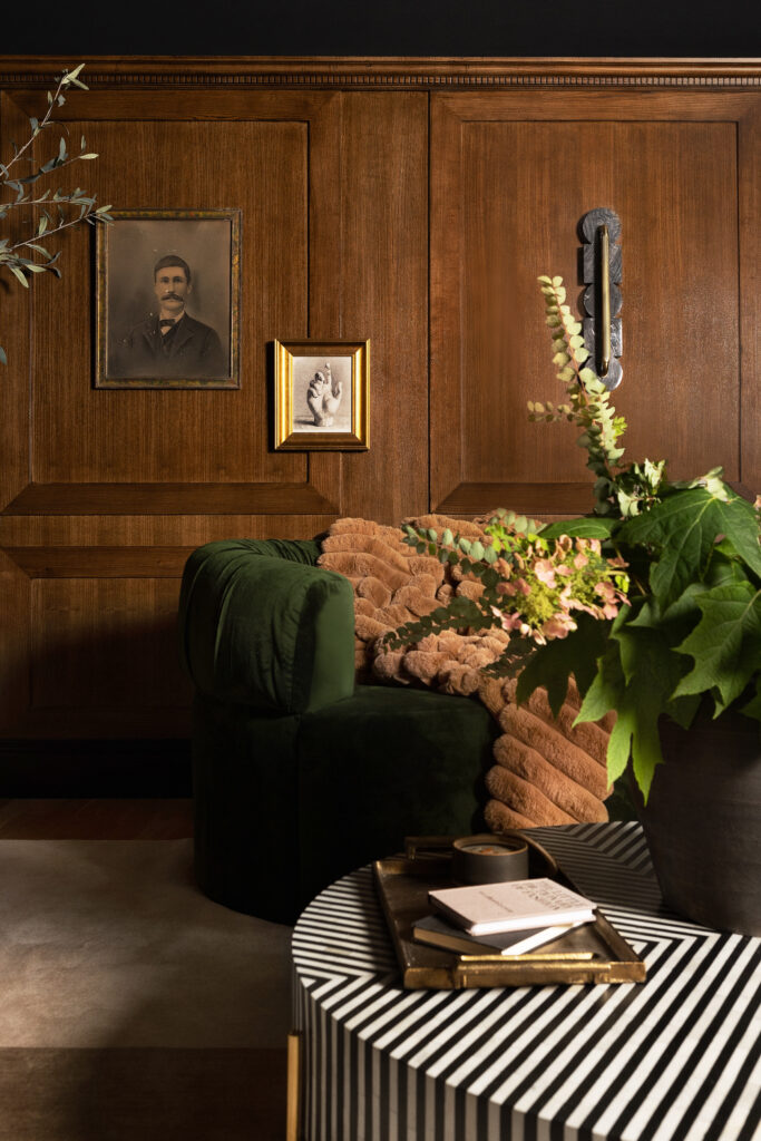 The project included transforming the upper portions of the clients' home, including the media room, hallway and home office.