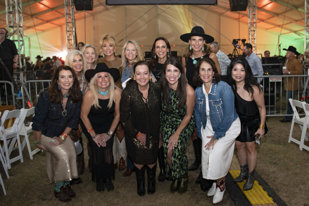 Cattle Baron's Ball Past Ball Chairs. Back Row: Tanya Foster, Mary Martha Pickens, Olivia Kearney, Lynn McBee, Brooke Shelby, and Diana Hamilton. Front Row: Cara French, Mary Parker, Cindy Lindsley, Andrea Cheek, Isabell Novakov Higginbotham, Nancy Gopez (Photo by Tamytha Cameron and Celeste Cass)