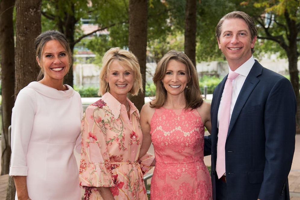 "In the Pink" co-chairs Patti Jorgensen and Michelle Leary, Olympic gymnast Shannon Miller and Memorial Hermann's SVP and CEO Justin Kendrick. (Photo courtesy In the Pink)