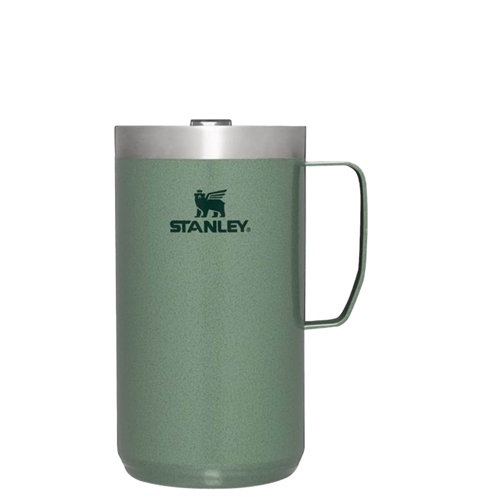The 24oz Stay-Hot Camp Mug features a splash-resistant Tritan™ Lid and keeps drinks hot for hours. (Photo courtesy Stanley)