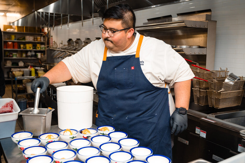 Chef Luis Lopez of Killen's Steakhouse plates dishes at Phat Eatery's tribute dinner honoring Alex Au-Yeung. (Photo by Duc Vo)
