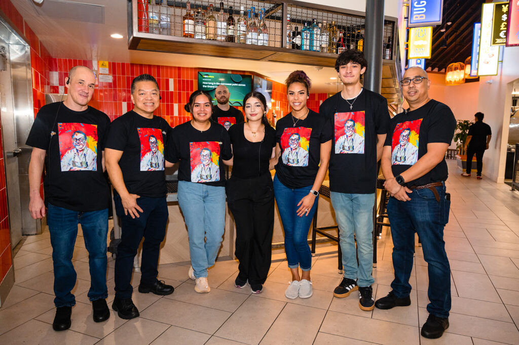 Phat Eatery's staff sported specially commissioned shirts for the tribute dinner. These shirts are available at the restaurant, with proceeds benefiting the Southern Smoke Foundation. (Photo by Duc Vo)
