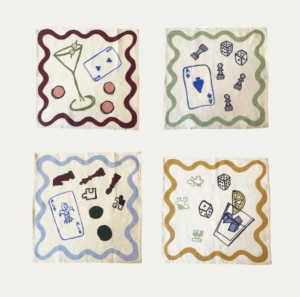 Amuse La Bouche Graphic Linen Napkins, Set of 4 ($185)