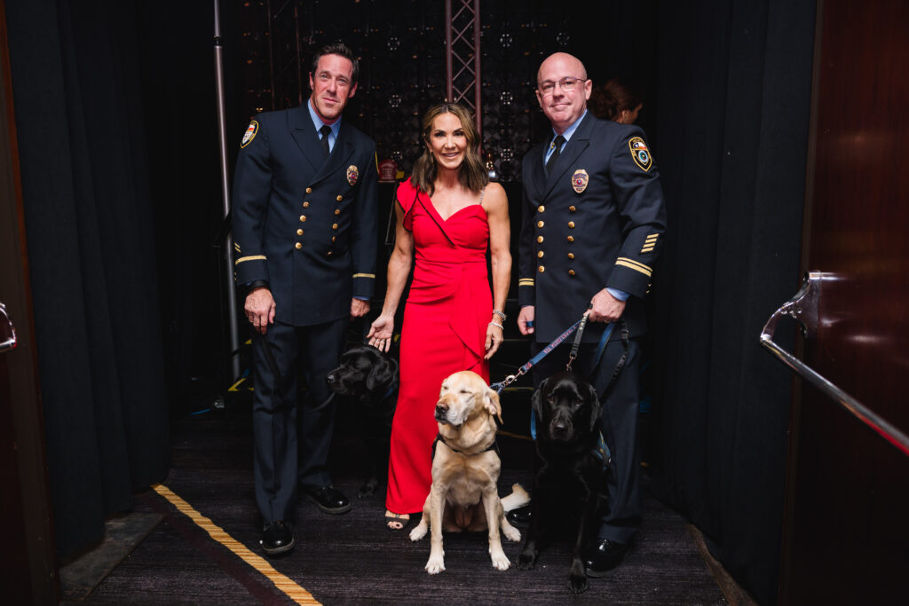 Andrew Mailhes, ATF K-9 Nellie, Courtney Zavala, Tim Kelley at the Houston Professional Fire Fighters Association Charitable Foundation Gala (Photo by CatchLight Group)