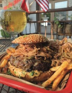 The MC Tobacco Onion burger at Michael’s Cuisine