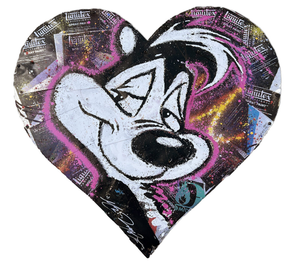 Mr. D 1987's "Cancel Moi," 2024,  invites cultural discussions about infamous cartoon character Pepé Le Pew.
