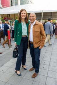 Council Member Sallie Alcorn, Beto Cardenas (Photo by Jenny Antill)