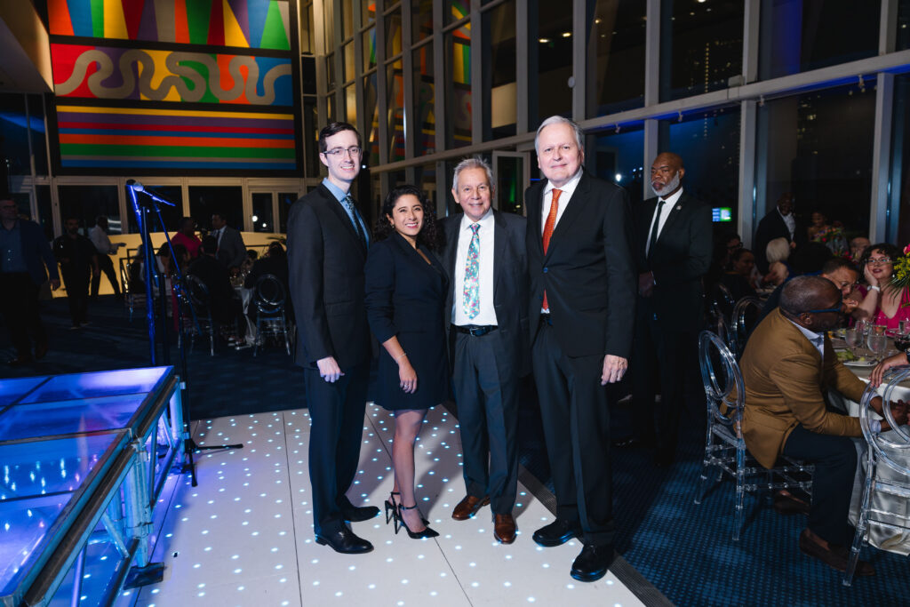 David James & Judge Lina Hidalgo, Honoree Adan Medrano & Richard Jimenez at Houston Arts Alliance's ‘The World’s Stage’ Gala at the Hobby Center. (Photo by Johnny Than)