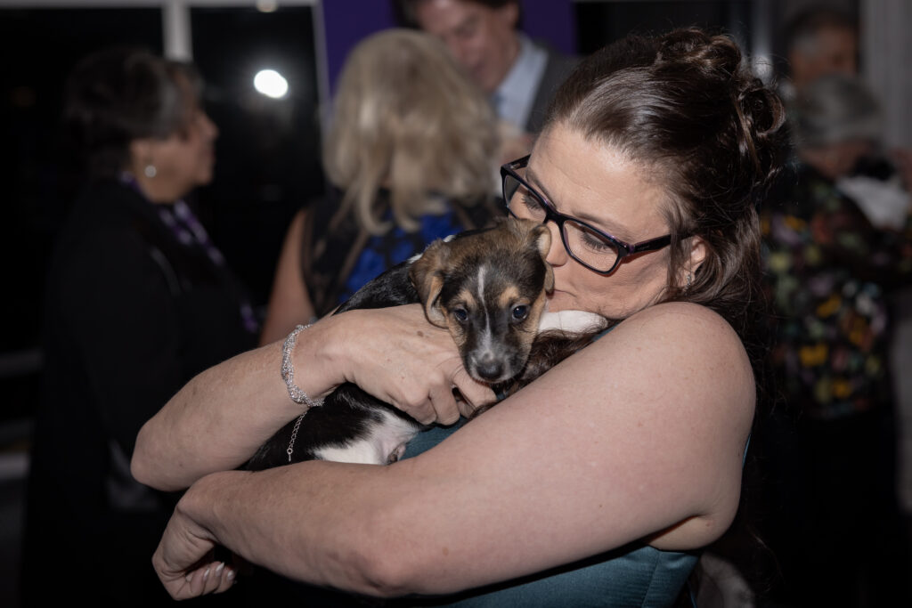 The cocktail hour at Fur Ball, which benefits SPCA of Texas, included a "Cuddle Zone," allowing guests to hold puppies while they mixed and mingled. (Photo by Thomas Garza Photography)