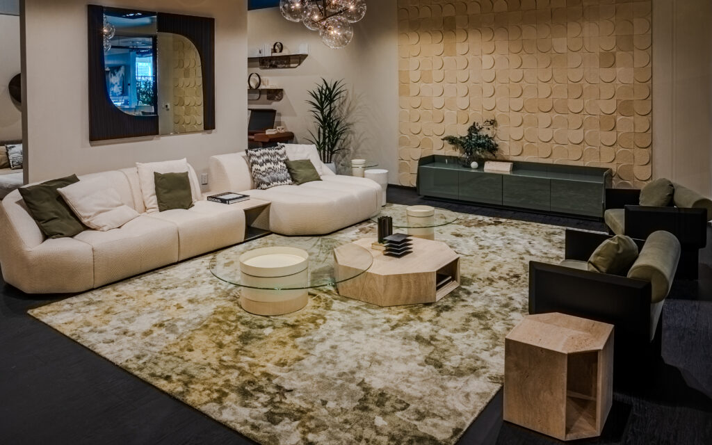 Gallotti&Radice showroom visitors can expect to find a staged sitting area, dining table, living area, and bedroom. (Photo by Axel Arzola)