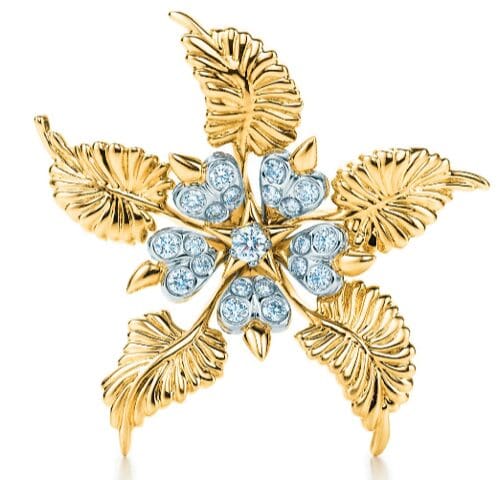 Jean Schlumberger by Tiffany Floral Leaves clip in 18k gold with diamonds (Photo by Richard Rodriguez)