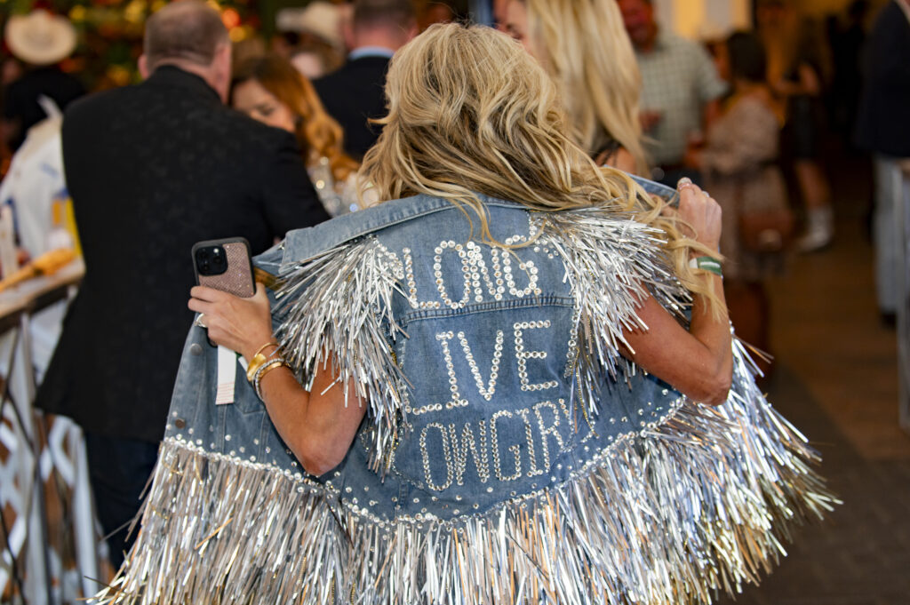Katy Brooks in a custom jacket (Photo by Tamytha Cameron and Celeste Cass)