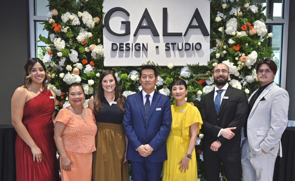 Madison Villarreal, Helen Conol, Megan McLain, James Kim, Deborah Helman, Anthony Khalife, Mauricio Lara at Gala Design-Studio opening (Photo by Alex Montoya)