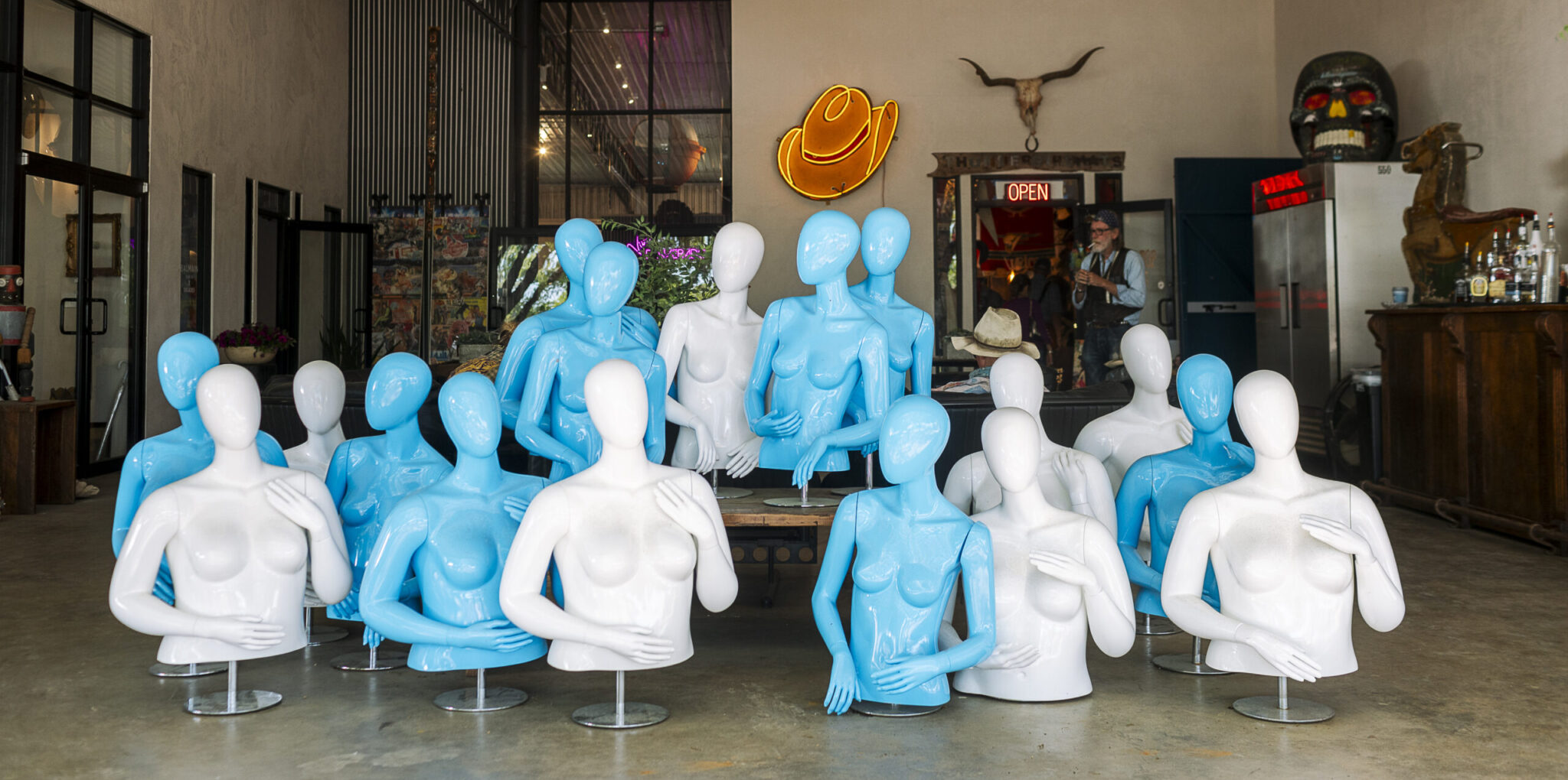 Art installation in the atrium at The 550 Market is part of the Round Top Film Festival fun. (Photo by Melinda Ortley)