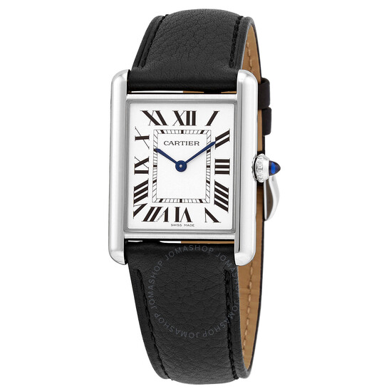 Cartier Tank Quartz Silver Dial Ladies Watch, available at Highland Park Village and River Oaks District. 