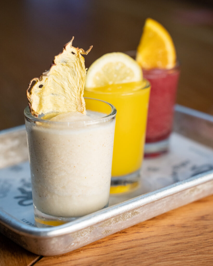 A flight of Loro Kirby's slushees shows off the restaurant's drinks power. 