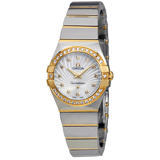 Omega Constellation Mother of Pearl Diamond Dial Ladies Watch, available at Bachendorf's and Lewis Jewelers. 