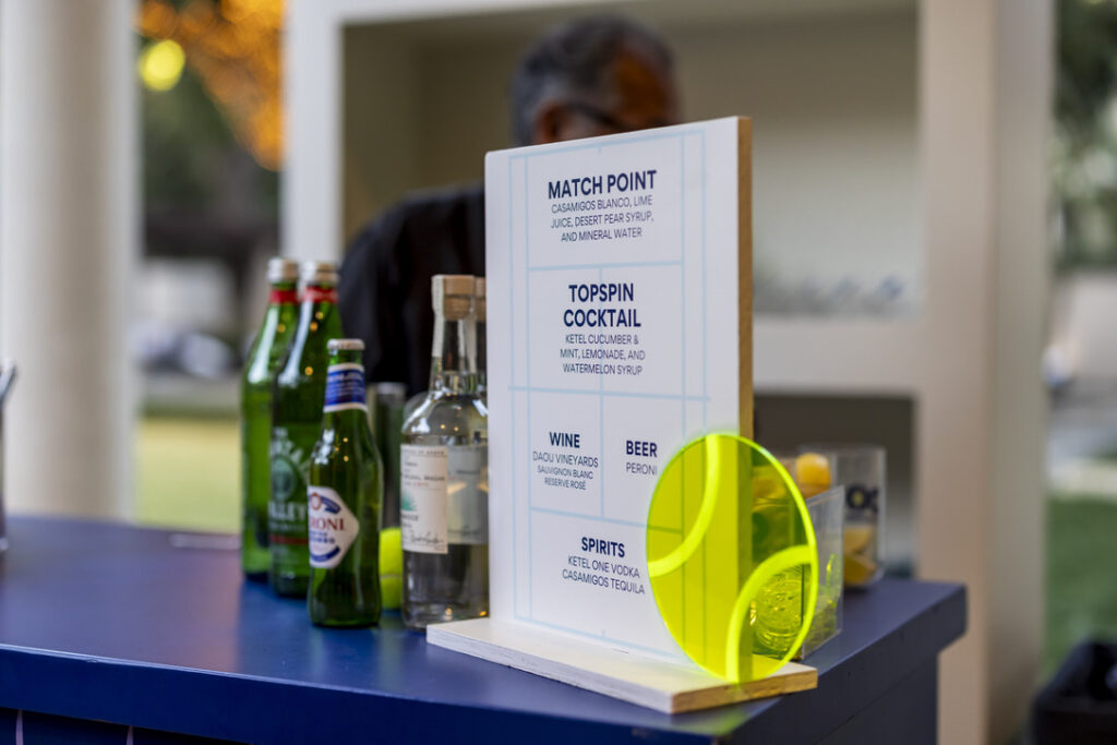 Cocktail menu at the 2025 Dallas Open Kickoff Party (Photo by Corey Wernecke)