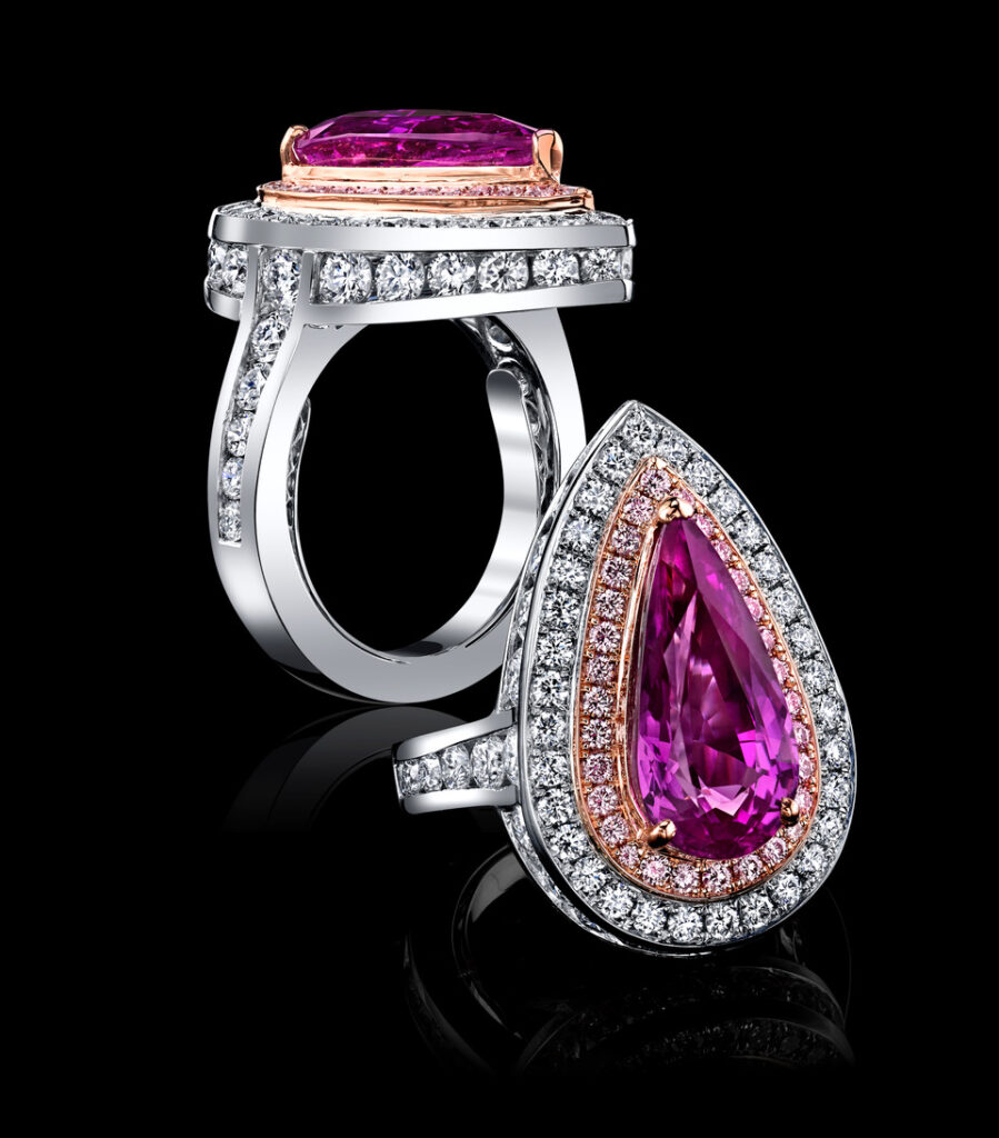 Robert Procop an exceptional 5.53ct. sapphire and pink diamond ring with 68 white diamonds, 30 pink diamonds