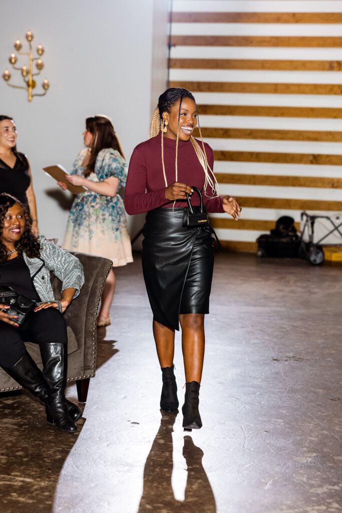 Purse model Vine Adowei at the Power of the Purse fundraiser benefiting Women's Resource.