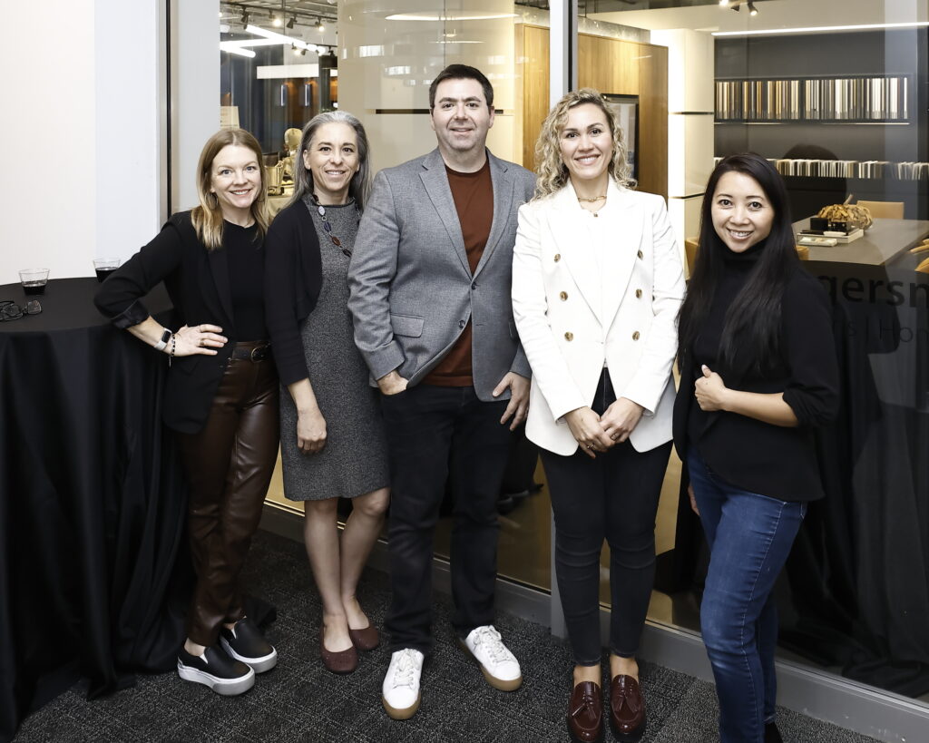 Leslie Hodge, Laura Soto, Evan Soltoff, Andrea Villamarin, Micky Nguyen at the AIA Houston Home Tour Appreciation Party (Photo by Quy Tran)
