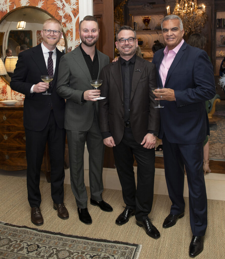 Bryan Yates, Grayson Knight, Mike Yates, Daniel Quintero at Kips Bay Decorator Show House Dallas President's Dinner (Photo by Tamytha Cameron)