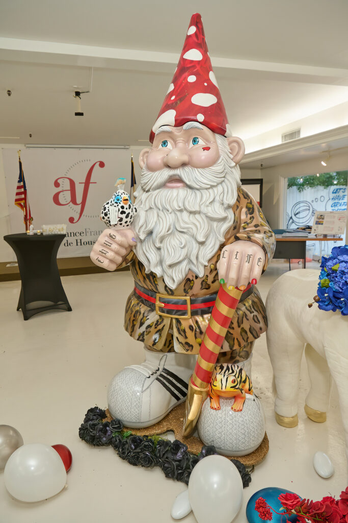 Mr. D 1987's alter ego "Mr. G" and Babe City Blooms' "Unicorn" are on view at Alliance Francaise de Houston. (Photo by Charlie Horse Photography)