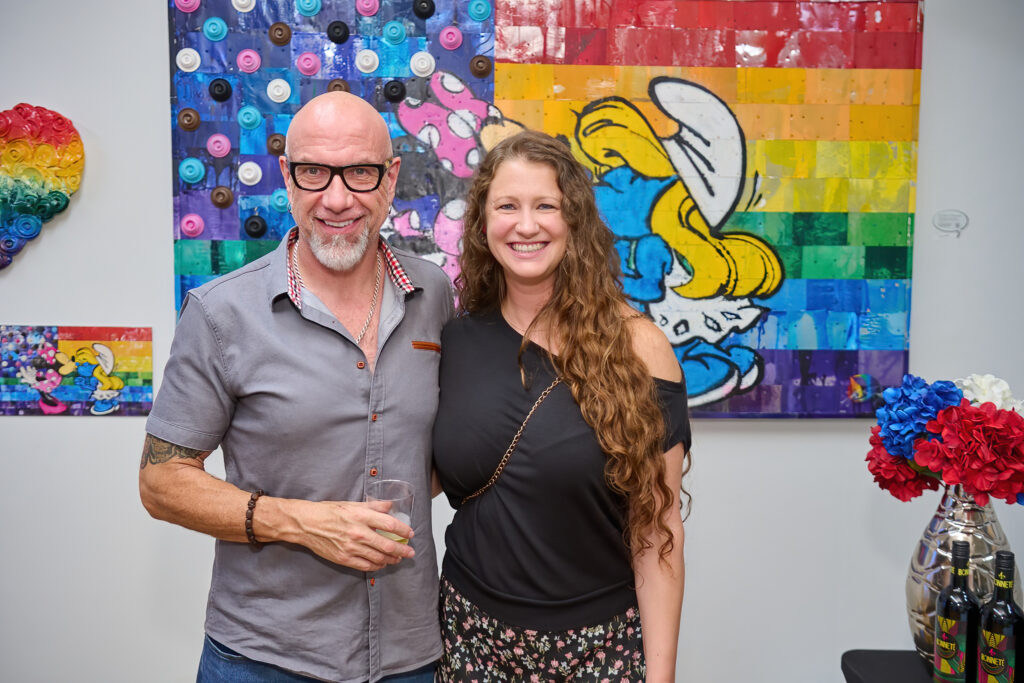 Rod Ryan, Kat Garrett at the "Frenchies & Friends" opening celebration at Alliance Française de Houston. (Photo by Charlie Horse Photography)