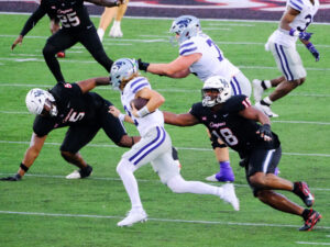 UH football head coach Willie Fritz leads the University of Houston Cougars to an upset victory over 17-th ranked Kansas State on a rainy Saturday afternon in TDECU Stadium