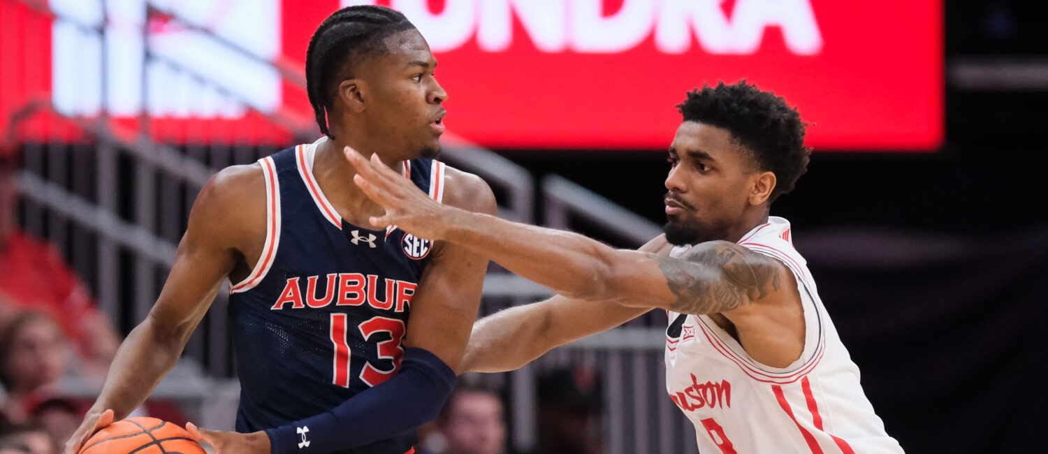 The University of Houston Cougars lose to the Auburn Tigers during the Mattress Firm Battleground 2K24 contest at the Toyota Center