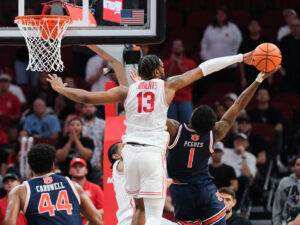 The University of Houston Cougars lose to the Auburn Tigers during the Mattress Firm Battleground 2K24 contest at the Toyota Center