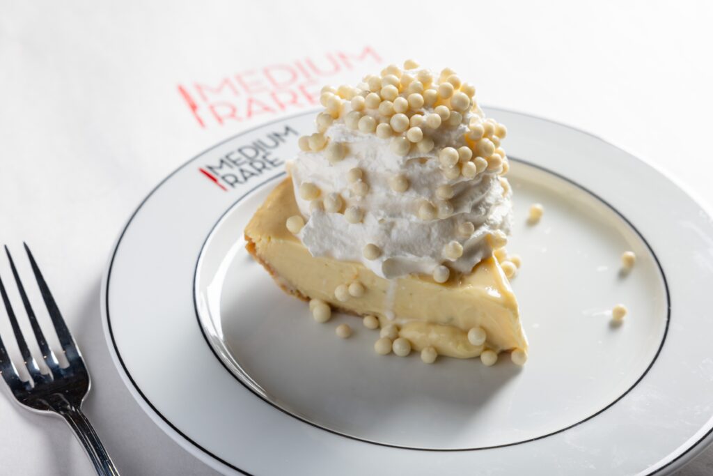 Desserts ($12 each) are generous portions and range from rich chocolate layer cake to a delightful key lime pie topped with a billowing cloud of freshly whipped cream and decorated with tiny white chocolate balls. (Photo by Alex Staniloff)
