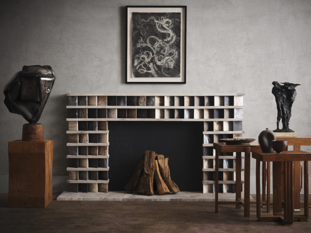 STRIKE fireplaces for Ann Sacks, Chad Dorsey Design (Photo by Douglas Friedman)