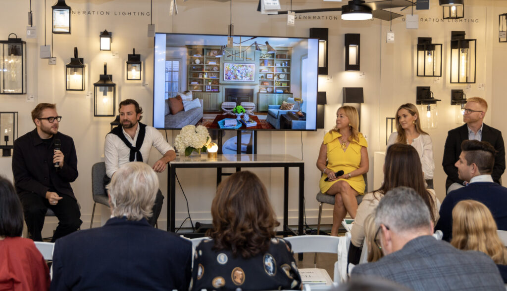 Hudson Moore, Javier Burkle, Courtnay Tartt Elias, CeCe Barfield Thompson, Bryan Yates at Visual Comfort & Co (Photo by Jordan Geibel)