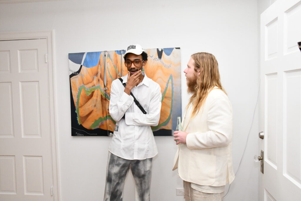 Artist Josh Allen, Preston Douglas Boyer at “COUTUME” exhibit at Ruby Projects (Photo by Valeria Muhala)