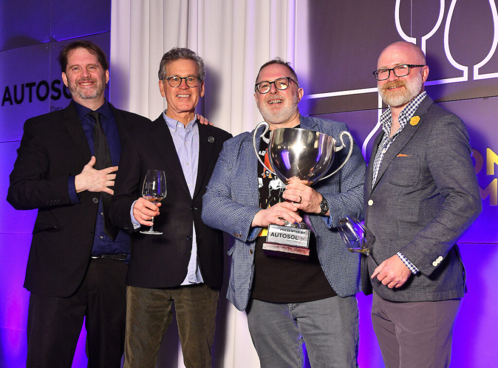 Sean Beck, Paul Hobbs, Iron Sommelier winner Matthew McLaughin, Jame Watkins at The Periwinkle Foundation Iron Sommelier gala (Photo by Daves Rossman)