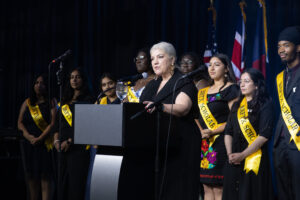 Kay Thomson with BAFTX Scholars BAFTX Gala (Photo by Wilson Parish)