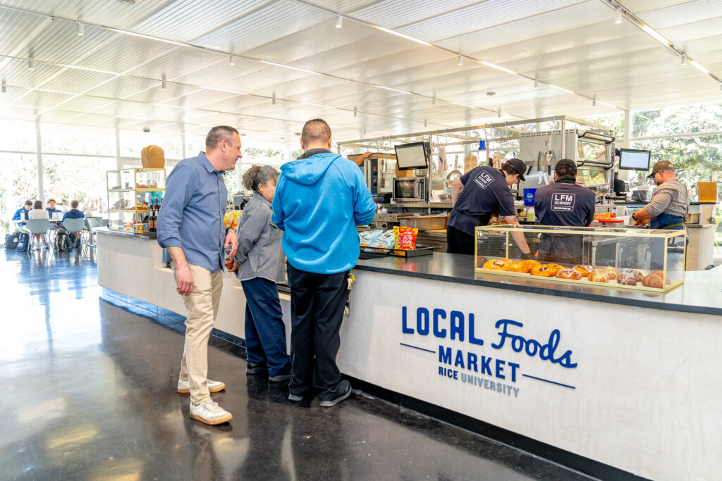Levit and company have brought their wildly popular Local Foods Market to Rice University in the Brochstein Pavillion. (Photo by Carla Gomez)