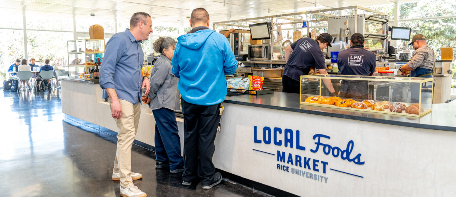 Levit and company have brought their wildly popular Local Foods Market to Rice University in the Brochstein Pavillion. (Photo by Carla Gomez)